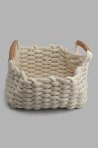 Redtag-White-Cotton-Rope-Woven-Rectangle-Laundry-Basket-(Medium)-0,-Colour:White,-Filter:Home-Bathroom,-HMW-BAC-Laundry-Hampers,-New-In,-New-In-HMW-BAC,-Non-Sale,-S22B,-Section:Homewares-Home-Bathroom-