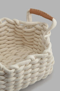 Redtag-White-Cotton-Rope-Woven-Rectangle-Laundry-Basket-(Medium)-0,-Colour:White,-Filter:Home-Bathroom,-HMW-BAC-Laundry-Hampers,-New-In,-New-In-HMW-BAC,-Non-Sale,-S22B,-Section:Homewares-Home-Bathroom-