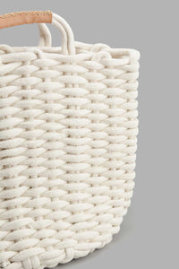 Redtag-White-Cotton-Rope-Woven-Round-Laundry-Hamper-(Medium)-0,-Colour:White,-Filter:Home-Bathroom,-HMW-BAC-Laundry-Hampers,-New-In,-New-In-HMW-BAC,-Non-Sale,-S22B,-Section:Homewares-Home-Bathroom-