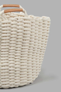 Redtag-White-Cotton-Rope-Woven-Round-Laundry-Hamper-(Large)-0,-Colour:White,-Filter:Home-Bathroom,-HMW-BAC-Laundry-Hampers,-New-In,-New-In-HMW-BAC,-Non-Sale,-S22B,-Section:Homewares-Home-Bathroom-