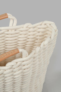 Redtag-White-Cotton-Rope-Woven-Round-Laundry-Hamper-(Large)-0,-Colour:White,-Filter:Home-Bathroom,-HMW-BAC-Laundry-Hampers,-New-In,-New-In-HMW-BAC,-Non-Sale,-S22B,-Section:Homewares-Home-Bathroom-