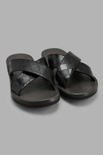 Load image into Gallery viewer, Redtag-Black-Criss-Cross-Strap-Sandal-Sandals-Men&#39;s-
