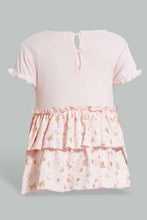 Load image into Gallery viewer, Redtag-Pink-Foil-Print-Tierd-Dress-Dresses-Baby-0 to 12 Months
