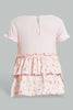 Redtag-Pink-Foil-Print-Tierd-Dress-Dresses-Baby-0 to 12 Months