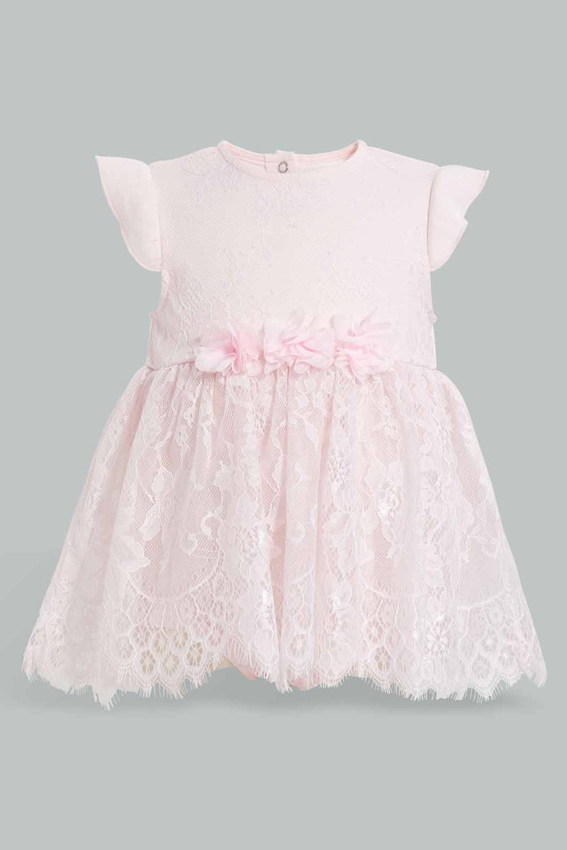 Redtag-Pink-Rose-Embelished-Tutu-Dress-Dresses-Baby-0 to 12 Months