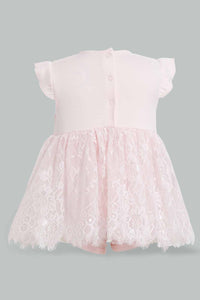 Redtag-Pink-Rose-Embelished-Tutu-Dress-Dresses-Baby-0 to 12 Months