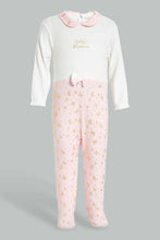 Load image into Gallery viewer, Redtag-Pink-And-White-Foil-Print-Sleep-Suit-With-Hat-Sleepsuits-Baby-0 to 12 Months
