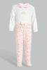 Redtag-Pink-And-White-Foil-Print-Sleep-Suit-With-Hat-Sleepsuits-Baby-0 to 12 Months