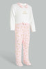 Redtag-Pink-And-White-Foil-Print-Sleep-Suit-With-Hat-Sleepsuits-Baby-0 to 12 Months