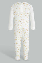 Load image into Gallery viewer, Redtag-Beige-And-White-Foil-Print-Sleep-Suit-With-Hat-Sleepsuits-Baby-0 to 12 Months
