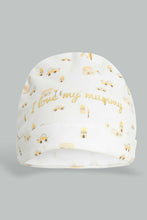 Load image into Gallery viewer, Redtag-Beige-And-White-Foil-Print-Sleep-Suit-With-Hat-Sleepsuits-Baby-0 to 12 Months
