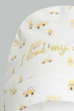 Load image into Gallery viewer, Redtag-Beige-And-White-Foil-Print-Sleep-Suit-With-Hat-Sleepsuits-Baby-0 to 12 Months
