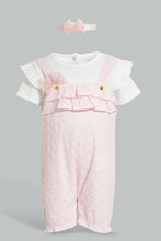 Load image into Gallery viewer, Redtag-Pink-Broidery-Anglis-Romper-With-Head-Band-Rompers-Baby-0 to 12 Months
