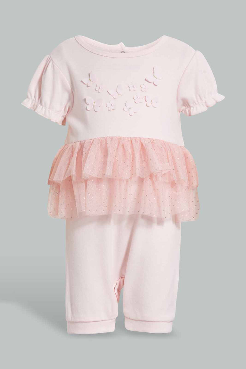 Redtag-Pink-Tutu-Romper-Rompers-Baby-0 to 12 Months