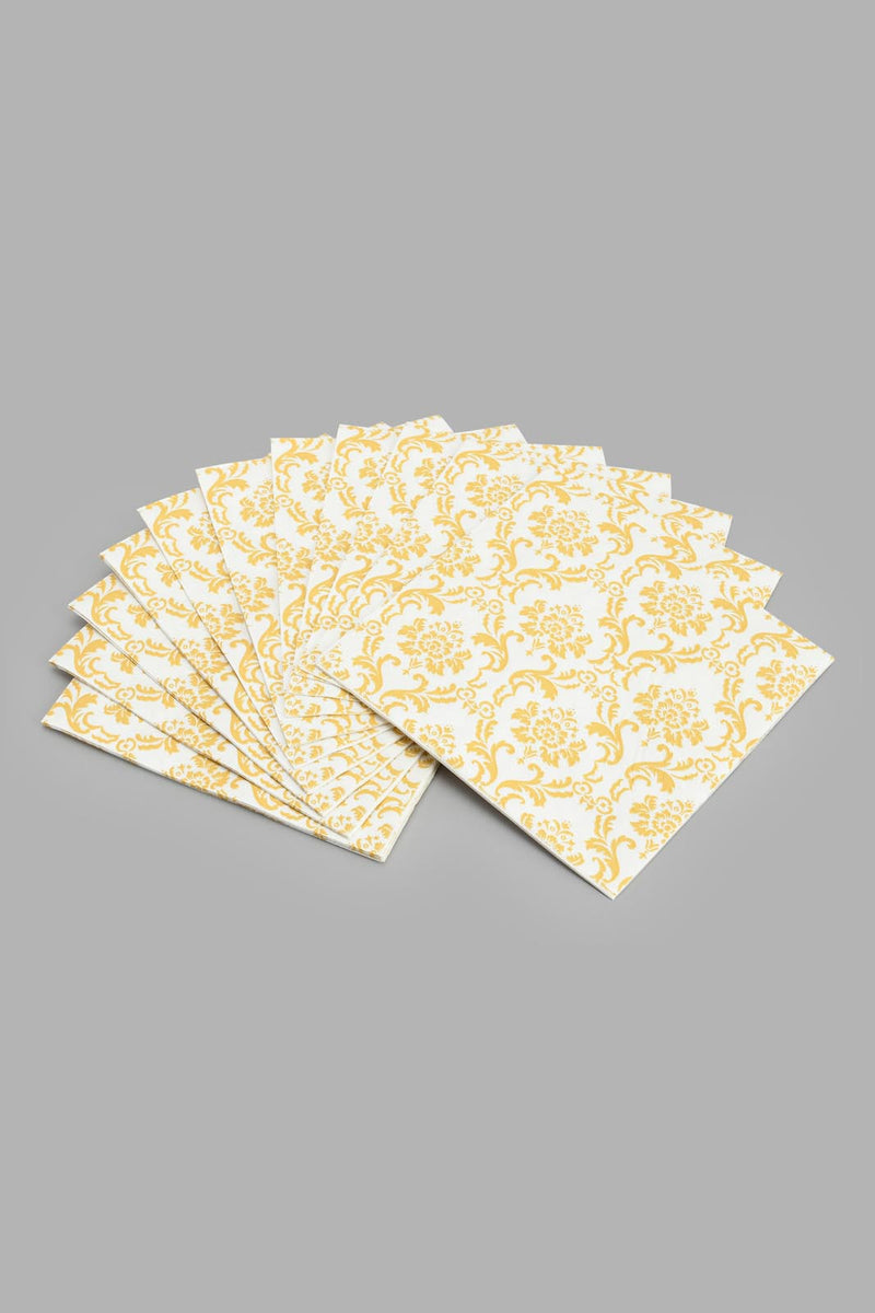 Redtag-Gold-Floral-Paper-Napkins-(20-Piece)-Napkins-Home-Dining-