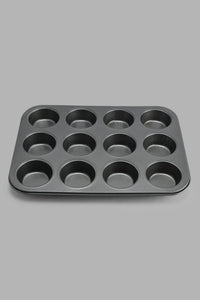 Redtag-Grey-12Cups-Muffin-Pan-Bakeware-Home-Dining-