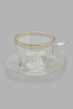 Load image into Gallery viewer, Redtag-Floral-Glass-Tea-Cup-&amp;-Ceramics-Saucer-Cup-And-Saucer-Home-Dining-
