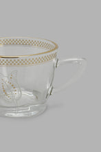 Load image into Gallery viewer, Clear Glass Floral Tea Cup And Ceramic Saucer
