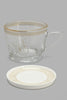 Clear Glass Floral Tea Cup And Ceramic Saucer