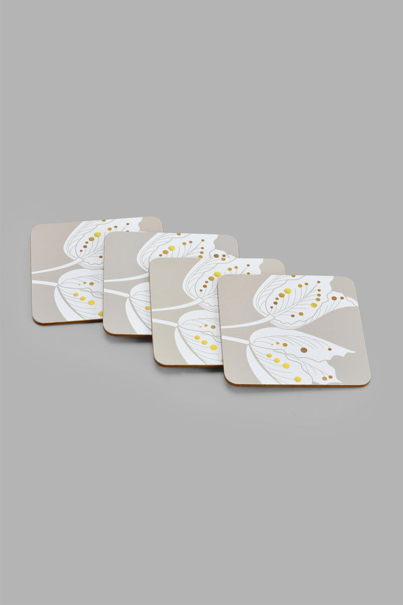 Redtag-Floral--Coasters-(4-Piece)-Coasters-Home-Dining-