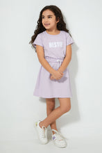 تنزيل الصورة على معرض الصور، Redtag-Lilac-Chest-Print-Dress-Dresses-Girls-2 to 8 Years
