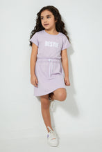 تنزيل الصورة على معرض الصور، Redtag-Lilac-Chest-Print-Dress-Dresses-Girls-2 to 8 Years
