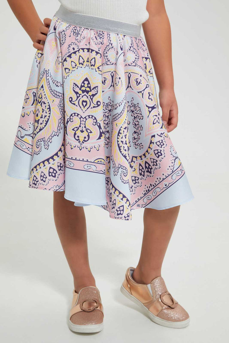 Redtag-Assorted-Aop-Gathered-Skirt-Skirts-Girls-2 to 8 Years