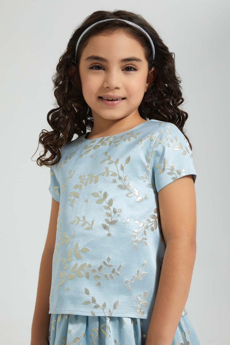 Redtag-Blue-Jacquard-Blouse-CAPSULE-BUY,-Colour:Blue,-Filter:Girls-(2-to-8-Yrs),-Girls-Blouses,-New-In,-New-In-GIR,-Non-Sale,-S22B,-Section:Kidswear-Girls-2 to 8 Years