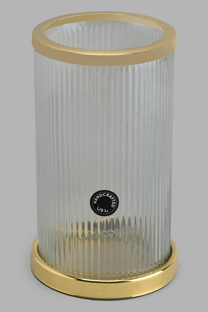Redtag-Gold-Decorative-Ribbed-Candle-Holder-Candle-Holder-Home-Decor-