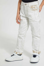 تنزيل الصورة على معرض الصور، Redtag-White-Reverse-Print-Jean-Jeans-Jogger-Fit-Boys-2 to 8 Years
