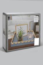 تنزيل الصورة على معرض الصور، Redtag-Blue-Tray-With-Photoframe-&amp;-Candle-Holder-Set(4Piece)-Trays-Home-Decor-
