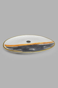 Redtag-Gold-Band-Gradient-Oval-Platter-Platter-Home-Dining-