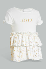 Load image into Gallery viewer, Redtag-White-Foil-Print-Tierd-Dress-Dresses-Baby-0 to 12 Months
