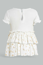 Load image into Gallery viewer, Redtag-White-Foil-Print-Tierd-Dress-Dresses-Baby-0 to 12 Months
