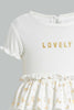 Redtag-White-Foil-Print-Tierd-Dress-Dresses-Baby-0 to 12 Months