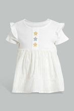 Load image into Gallery viewer, Redtag-White-And-Gold-Star-Bodysuit-Dress-Dresses-Baby-0 to 12 Months
