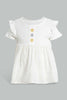 Redtag-White-And-Gold-Star-Bodysuit-Dress-Dresses-Baby-0 to 12 Months