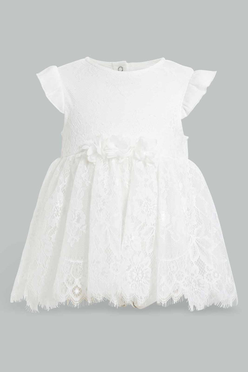 Redtag-White-Rose-Embelished-Tutu-Dress-Dresses-Baby-0 to 12 Months