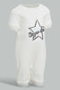 Redtag-White-Born-Super-Star-Romper-Rompers-Baby-0 to 12 Months