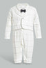 Redtag-White-And-Black-Blazer-Romper-Rompers-Baby-0 to 12 Months