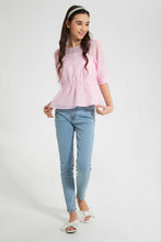 Load image into Gallery viewer, Redtag-Pink-Organza-Peplum-Top-Blouses-Senior-Girls-9 to 14 Years
