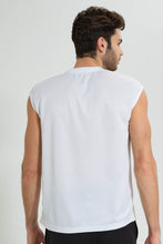 Load image into Gallery viewer, Redtag-White-Sleeveless-T-Shirt-All-Over-Prints-Men&#39;s-
