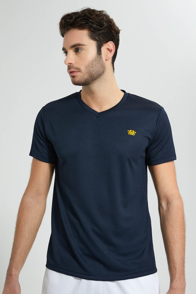 Redtag-Navy-Gym-T-Shirt-All-Over-Prints-Men's-