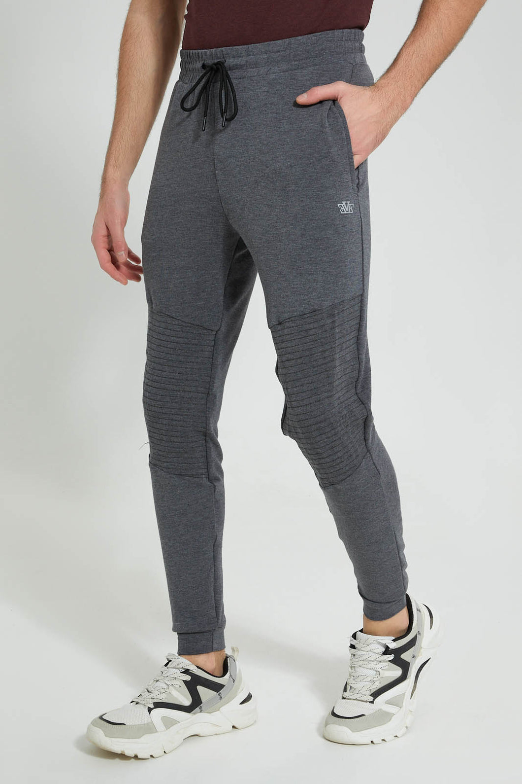 Redtag-Dark-Grey-Biker-Track-Joggers-Men's-