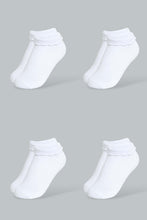 Load image into Gallery viewer, Redtag-White-4Pk-Plain-Ankle-Socks-Ankle-Length-Girls-2 to 8 Years
