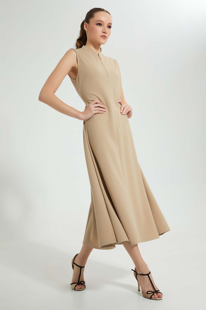 Redtag-Sand-Long-Dress-Dresses-Women's-