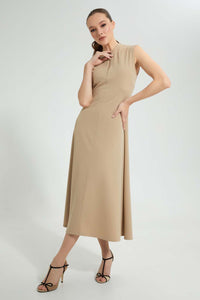 Redtag-Sand-Long-Dress-Dresses-Women's-