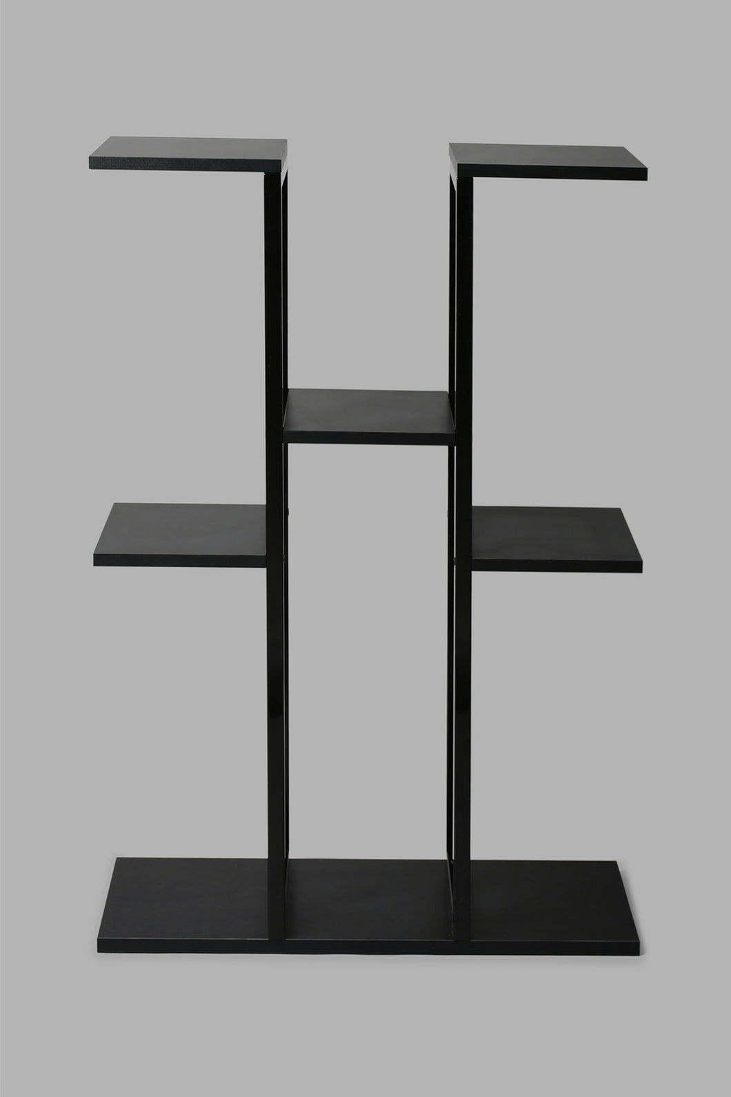 Redtag-Black-Plant-Stand-With-2-Layers-Shelves-Home-Decor-