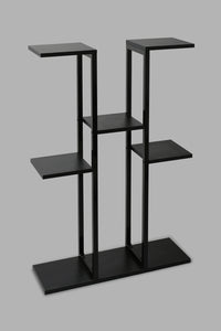 Redtag-Black-Plant-Stand-With-2-Layers-Shelves-Home-Decor-