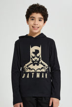 تنزيل الصورة على معرض الصور، Redtag-Black-Batman-Hoody-T-Shirt-Graphic-Prints-Senior-Boys-9 to 14 Years
